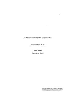 Occasional Paper No. 37, CURRICULUM PRAXIS Dept of Secondary Education, University of Alberta Copyright 1985 held by Wytze Brouwer (author) Occasional Paper No. 37, CURRICULUM PRAXIS Dept of Secondary Education, Univers