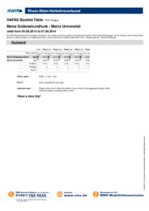 HAFAS Booklet Table  PDF-Output ¨ Mainz Sudwestrundfunk