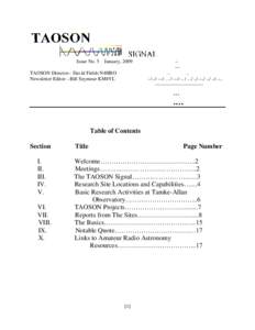 Issue No. 5  January, 2009 TAOSON Director-- David Fields N4HBO Newsletter Editor --Bill Seymour KM4YL