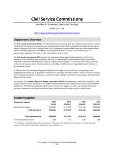 Civil Service Commissions Jennifer A. Greenlee, Executive Directorhttp://www.seattle.gov/CivilServiceCommissions/  Department Overview