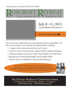 Announcing our Summer 2015 Farms Afield:  R oycroft East Aurora &