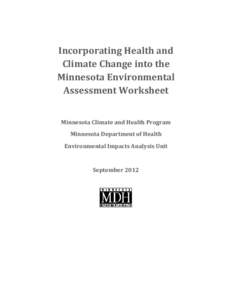 Incorporating Health and Climate Change into the Minnesota Environmental Assessment Worksheet