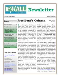 Newsletter Volume 33, Number 5 March/April[removed]President’s Column