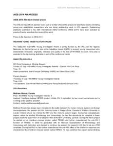 AIDS 2014 Awardees Media Document  1 AIDS 2014 AWARDEES AIDS 2014 Abstract-related prizes