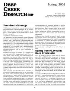 DEEP CREEK DISPATCH ➠ President’s Message  Spring, 2002