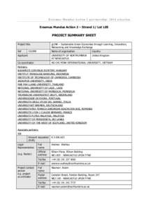 Erasmus Mundus Action 2 par tnership: 2014 selection Erasmus Mundus Action 2 – Strand 1/ Lot L05 PROJECT SUMMARY SHEET Project title