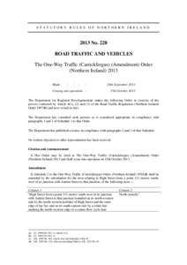 The One-Way Traffic (Carrickfergus) (Amendment) Order (NINo. 228