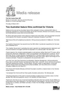 Media release The Hon Louise Asher MP Minister for Innovation, Services and Small Business Minister for Tourism and Major Events Thursday 24 March 2011