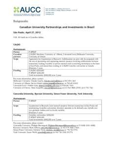Microsoft Word - Backgrounder - Canadian University Partnerships and Investments in Brazil (São Paulo).docx