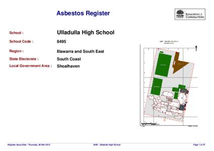 Asbestos Register School : Ulladulla High School  School Code :