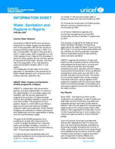 INFORMATION SHEET Water, Sanitation and Hygiene in Nigeria