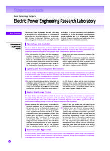 ２ Major Research Results Basic Technology Subjects Electric Power Engineering Research Laboratory Brief Overview