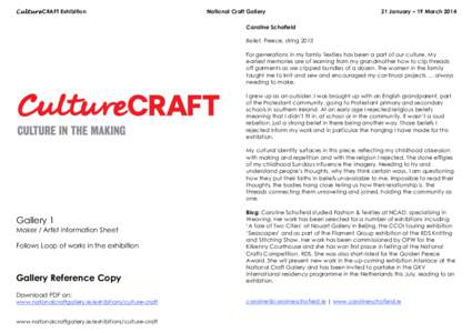 Culture CRAFT Exhibition  National Craft Gallery 21 January – 19 March 2014!