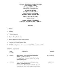 POOLED MONEY INVESTMENT BOARD State Treasurer’s Office 915 Capitol Mall, Room 587 Sacramento, California[removed]BOARD MEMBERS State Treasurer Bill Lockyer