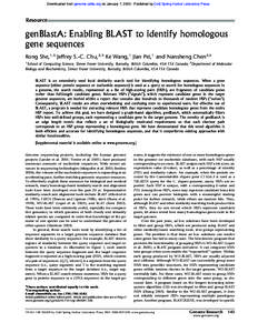 Downloaded from genome.cshlp.org on January 7, Published by Cold Spring Harbor Laboratory Press  Resource genBlastA: Enabling BLAST to identify homologous gene sequences