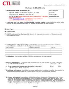 Disclosure for Plant Material