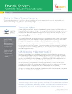 Financial Services  Adometry Programmatic Connector CASE STUDY  Paving the Way to Smarter Marketing