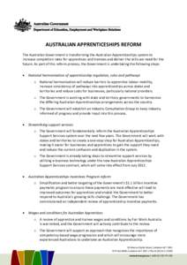 Labor / Apprenticeship / Vocational education / Department of Education /  Employment and Workplace Relations / Australia / Education / Alternative education / Internships