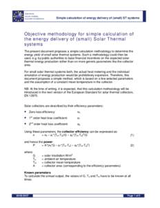 EUROPEAN SOLAR THERMAL INDUSTRY FEDERATION Simple calculation of energy delivery of (small) ST systems