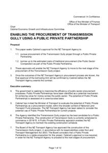 ENABLING THE PROCUREMENT OF TRANSMISSION GULLY USING A PUBLIC PRIVATE PARTNERSHIP