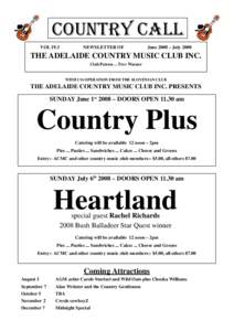 Adelaide Country Music Club Country Call JuneJuly 2008 Issue - Vol 19.3