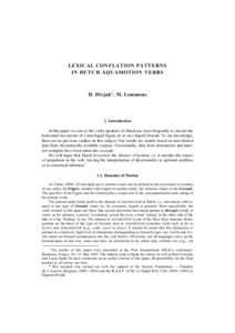 LEXICAL CONFLATION PATTERNS IN DUTCH AQUAMOTION VERBS D. Divjak* , M. Lemmens  1. Introduction