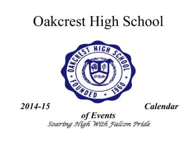 Oakcrest High School[removed]of Events
