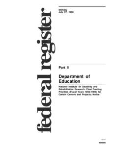 federal register  Monday July 27, 1998  Part II