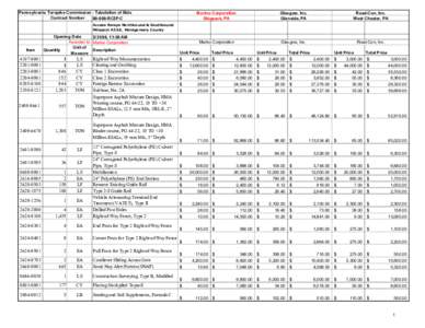 Pennsylvania Turnpike Commission ­ Tabulation of Bids  Contract Number  99­008­RC5P­C  Marino Corporation  Skippack, PA 