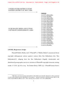 Case 2:15-cvSJF-SIL Document 10 FiledPage 1 of 4 PageID #: 65  UNITED STATES DISTRICT COURT EASTERN DISTRICT OF NEW YORK ----------------------------------------------------------------x ORDER