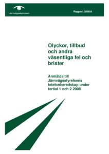 Rapport 2008:6  Olyckor, tillbud och andra väsentliga fel och brister