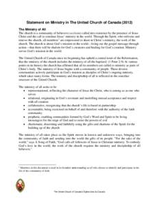 Statement on Ministry in the United Church of Canada (2012)