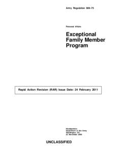 Army Regulation 608–75  Personal Affairs Exceptional Family Member