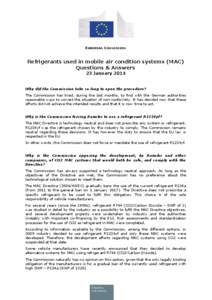 EUROPEAN COMMISSION  Refrigerants used in mobile air condition systems (MAC) Questions & Answers 23 January 2014