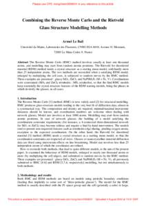 Please use CPS: inorgchem[removed]in any reference to this article  Combining the Reverse Monte Carlo and the Rietveld Glass Structure Modelling Methods Armel Le Bail Université du Maine, Laboratoire des Fluorures, CNRS