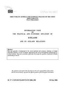 DIRECTORATE-GENERAL FOR EXTERNAL POLICIES OF THE UNION DIRECTORATE B - POLICY DEPARTMENT -