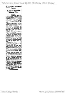 The Northern Miner (Charters Towers, Qld. : [removed]), Monday 14 March 1949, page 1 IN OPEN OUT  SLEEP