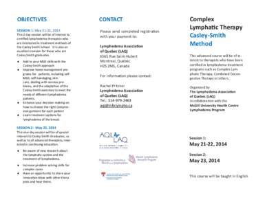 OBJECTIVES  CONTACT SESSION 1: May 21-22, 2014
