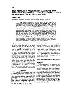 New Fortran IV Programs for Electronic Data Processing of Geophysical and Water Quality Data in Hydrogeological Investigations