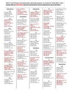 DXCC Card Checkers (For information about this program, see Section IV of the DXCC rules) Listings that are BOLD/RED represent card checkers who are authorized to check 160 Meters Atlantic Division DE Roy Gould, K1RY 11 