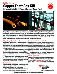 Public Safety  Copper Theft Can Kill Information to Help Prevent Copper Cable Theft