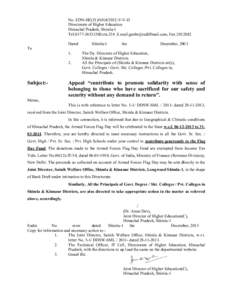 No. EDN-HE(21)F[removed]V-V-II Directorate of Higher Education Himachal Pradesh, Shimla-1 Tel:0177-2653120Extn.234_E.mail:[removed], Fax:[removed]To