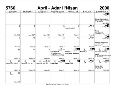 5760  April - Adar II/Nisan SUNDAY