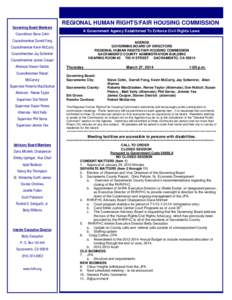 Governing Board Members Councilman Steve Cohn REGIONAL HUMAN RIGHTS/FAIR HOUSING COMMISSION A Government Agency Established To Enforce Civil Rights Laws