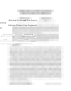 Potential Errors and Test Assessment in Software Product Line Engineering Hartmut Lackner Martin Schmidt