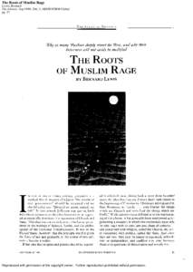 The Roots of Muslim Rage Lewis, Bernard The Atlantic; Sep 1990; 266, 3; ABI/INFORM Global pg. 47  Reproduced with permission of the copyright owner. Further reproduction prohibited without permission.