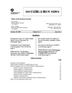 DOT LITIGATION NEWS Office of the General Counsel Paul M. Geier Assistant General Counsel for Litigation