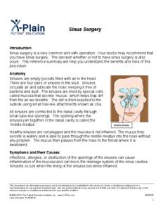 Sinus Surgery  Introduction