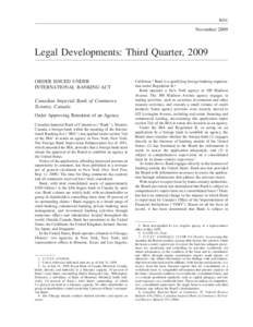 Legal Developments Third Quarter