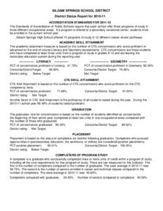 SILOAM SPRINGS SCHOOL DISTRICT District Status Report for[removed]ACCREDITATION STANDARDS FOR[removed]The Standards of Accreditation of Public Schools require that each school offer three programs of study in three diffe